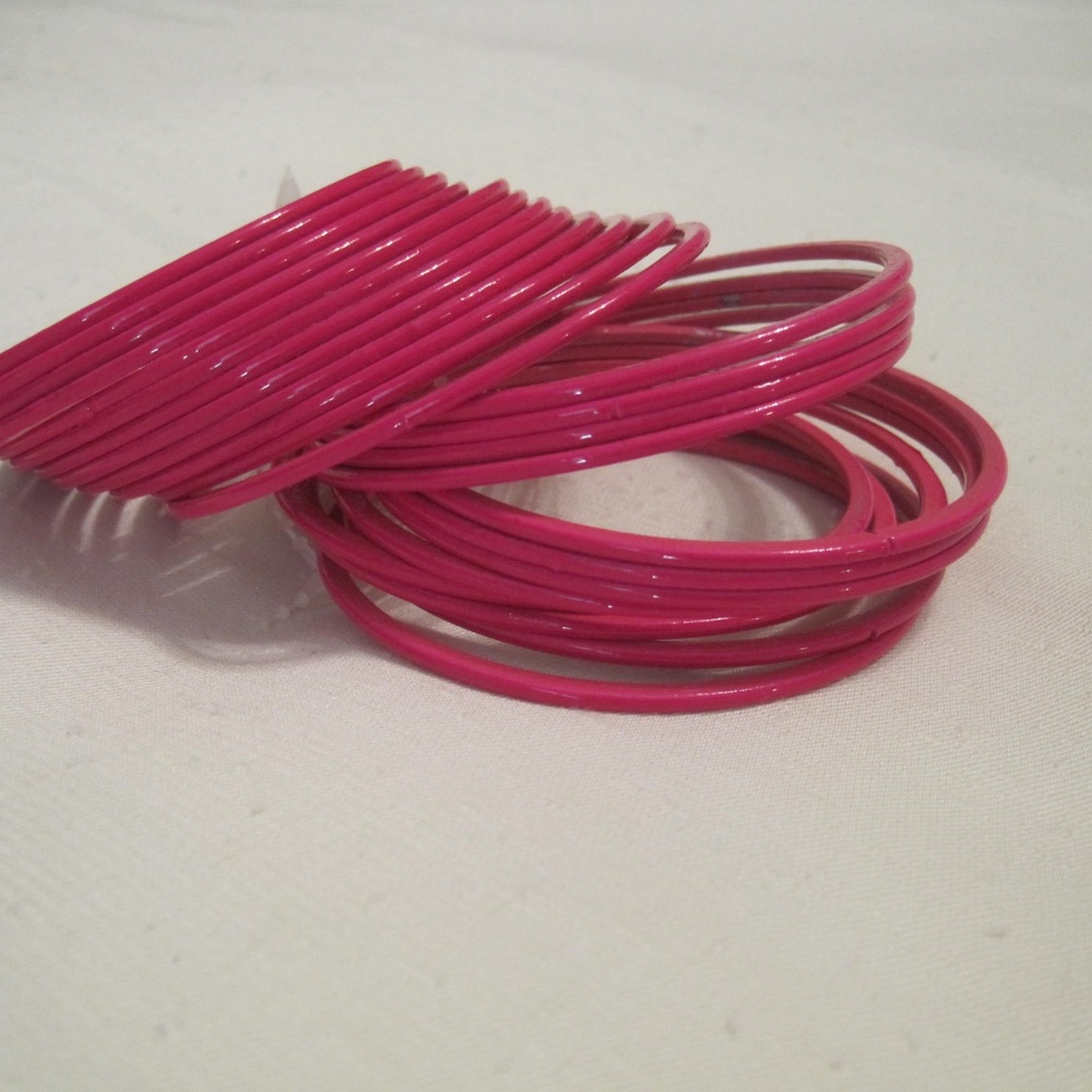 Lot of 24 Barbie Pink Enamel Metal Bangles Bracelets.